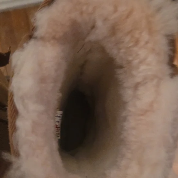 UGG Tan Suede Boots with Crisscross Ribbon - Picture 6 of 7